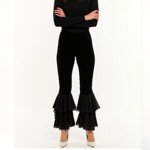 Black Velvet Bodycom Flam3nco Style Ruffke Bottom Pants M- XL